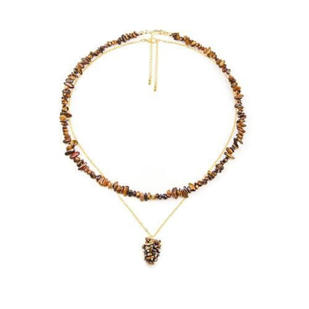 2179 Tigers Eye Necklace Beaded Necklaces Handmade Natural Stone Raw